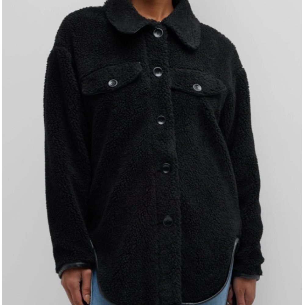 Citizens of Humanity Women's Black Kerin Sherpa Oversized Jacket Size  M